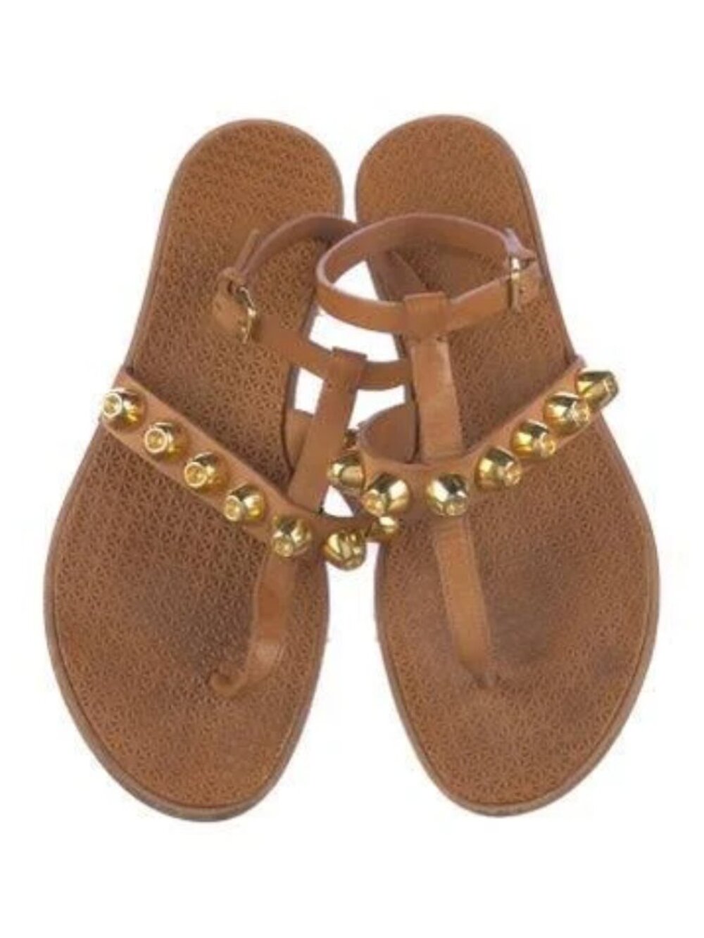Miu Miu Women’s Brown Leather Studded Ankle-Strap Sandals